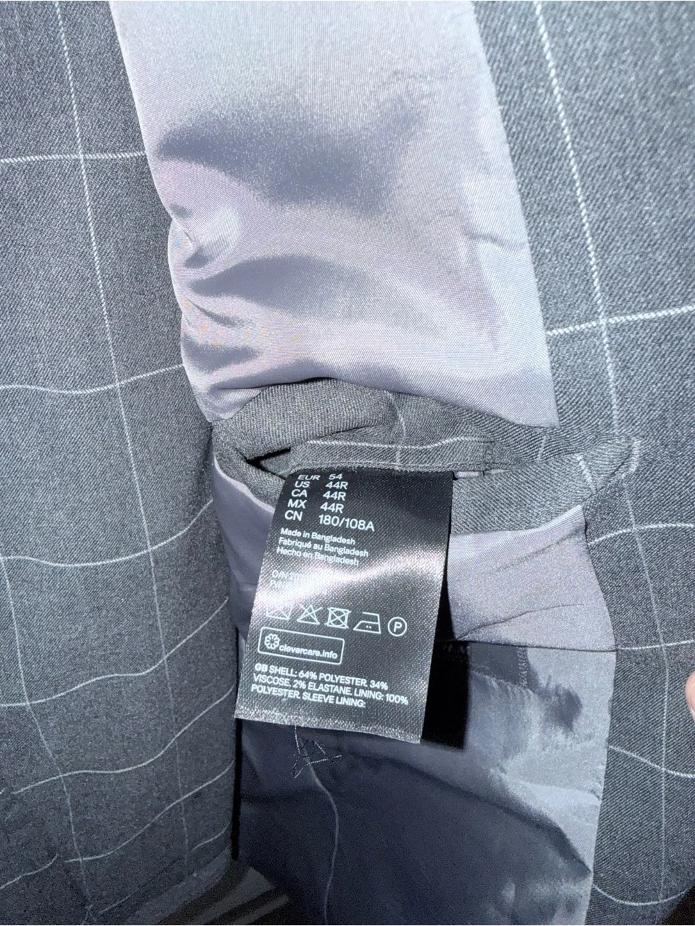 H&M Gray Windowpane 2 Piece Suit